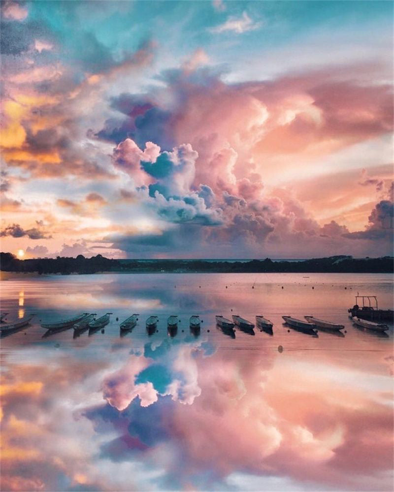 Kleurrijke Wolken en de Zee Schilderen op Nummers