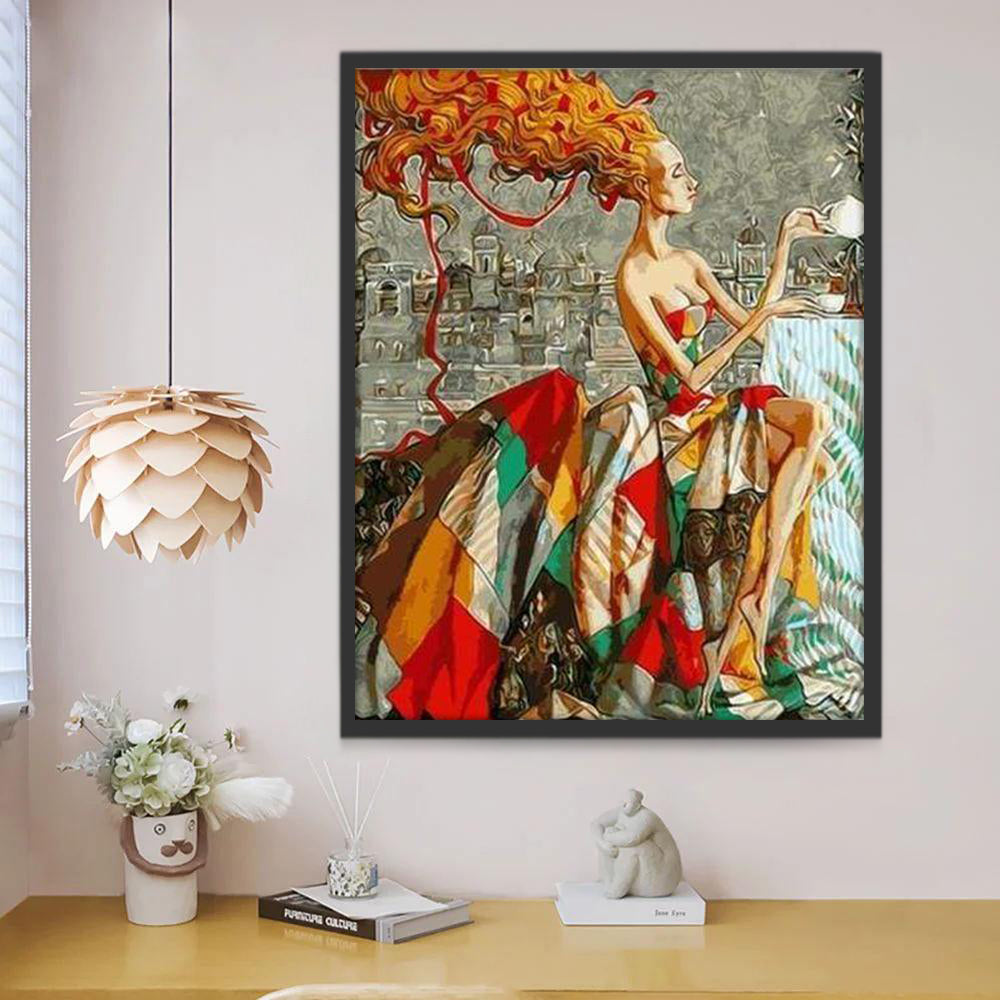 Knappe Dame met Honingblond Haar Schilderen op Nummers