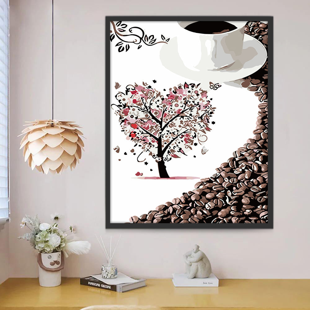 Koffie en Hartboom Schilderen op Nummers