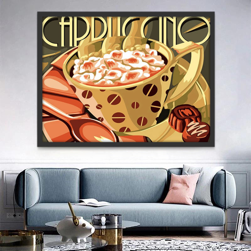 Koffie-illustratie in Art Deco Stijl Schilderen op Nummers