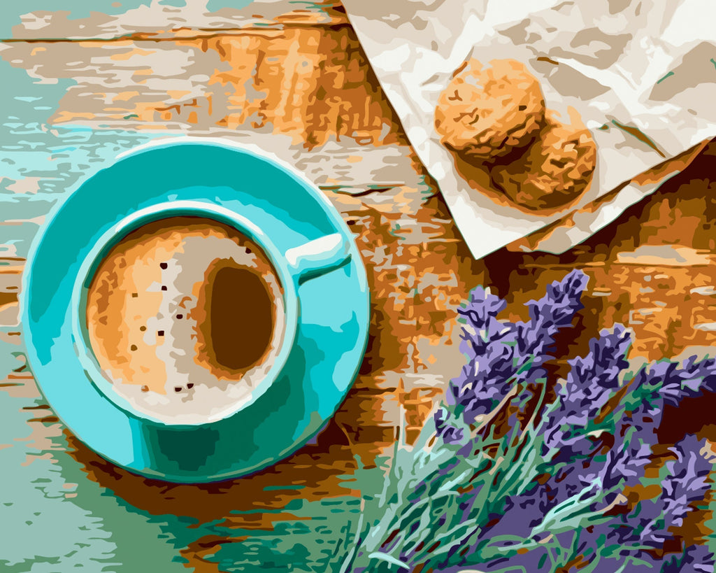 Koffie, Koekjes en Lavendel Schilderen op Nummers