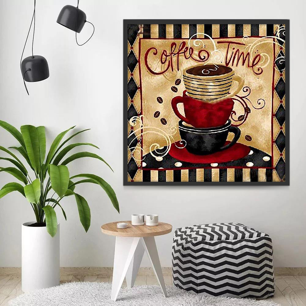 Koffietijd met Kleurrijke Kopjes Schilderen op Nummers