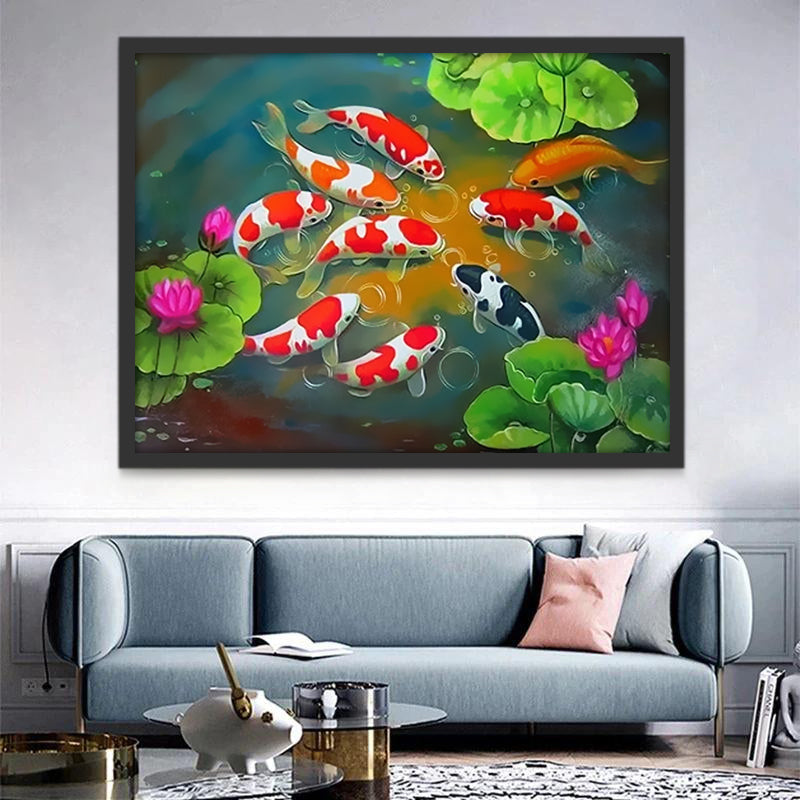 Koi in de Lotusvijver Schilderen op Nummers