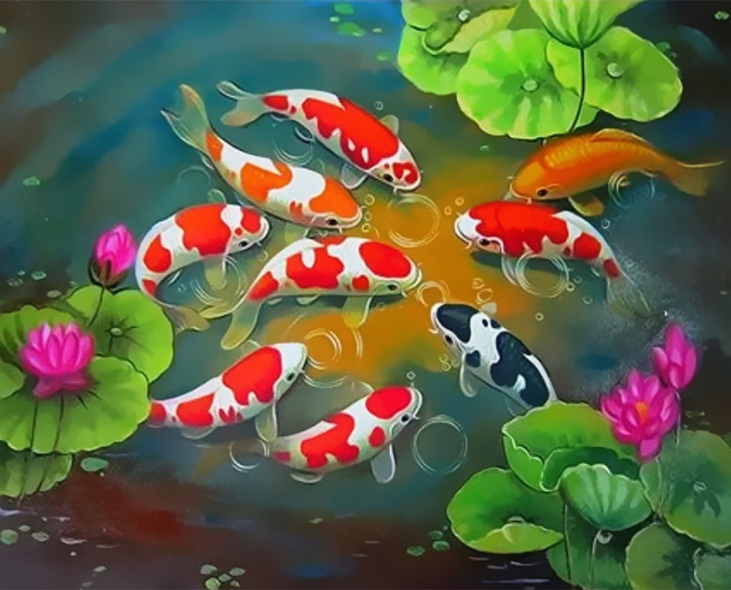 Koi in de Lotusvijver Schilderen op Nummers