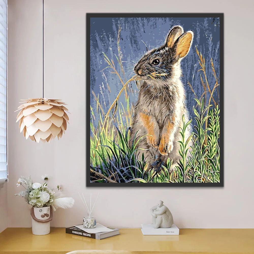 Konijn die Gras Eet Schilderen op Nummers