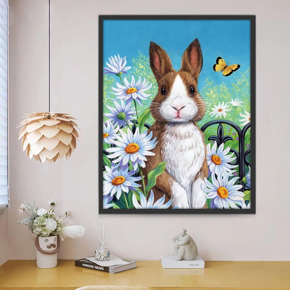 Konijn, Madeliefje en Vlinder Schilderen op Nummers