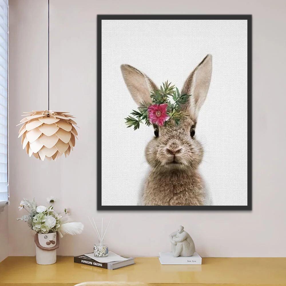 Konijn met een Bloem Schilderen op Nummers