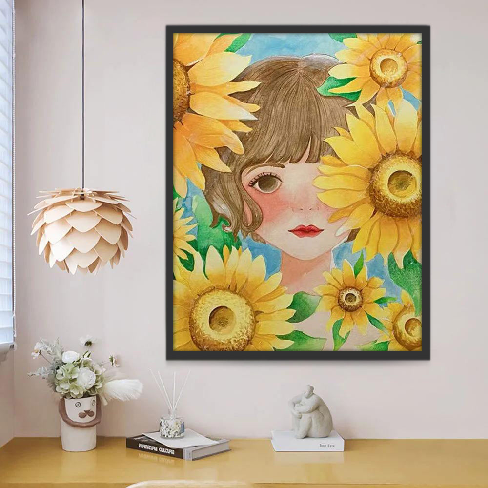 Kortharige Schoonheid in de Bloemen Schilderen op Nummers
