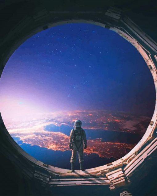 Kosmisch Tafereel met Astronaut en Aarde Schilderen op Nummers