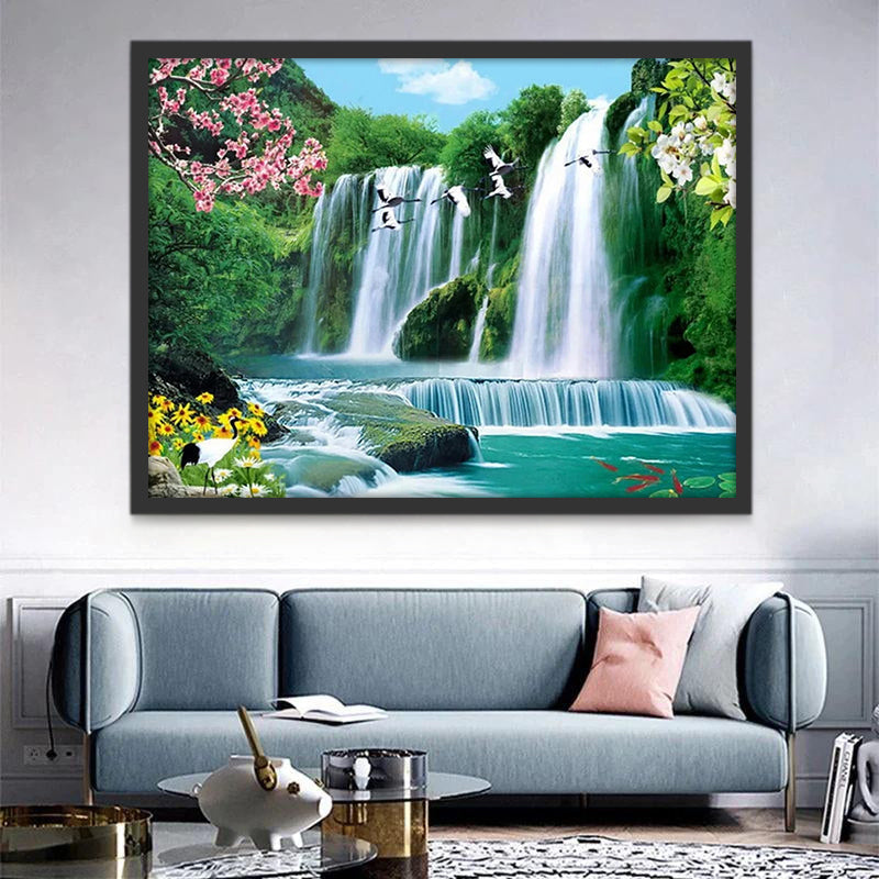 Kranen en Waterval Schilderen op Nummers