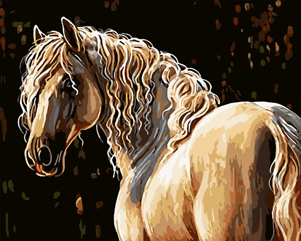 Krullend Paard in het Donker Schilderen op Nummers