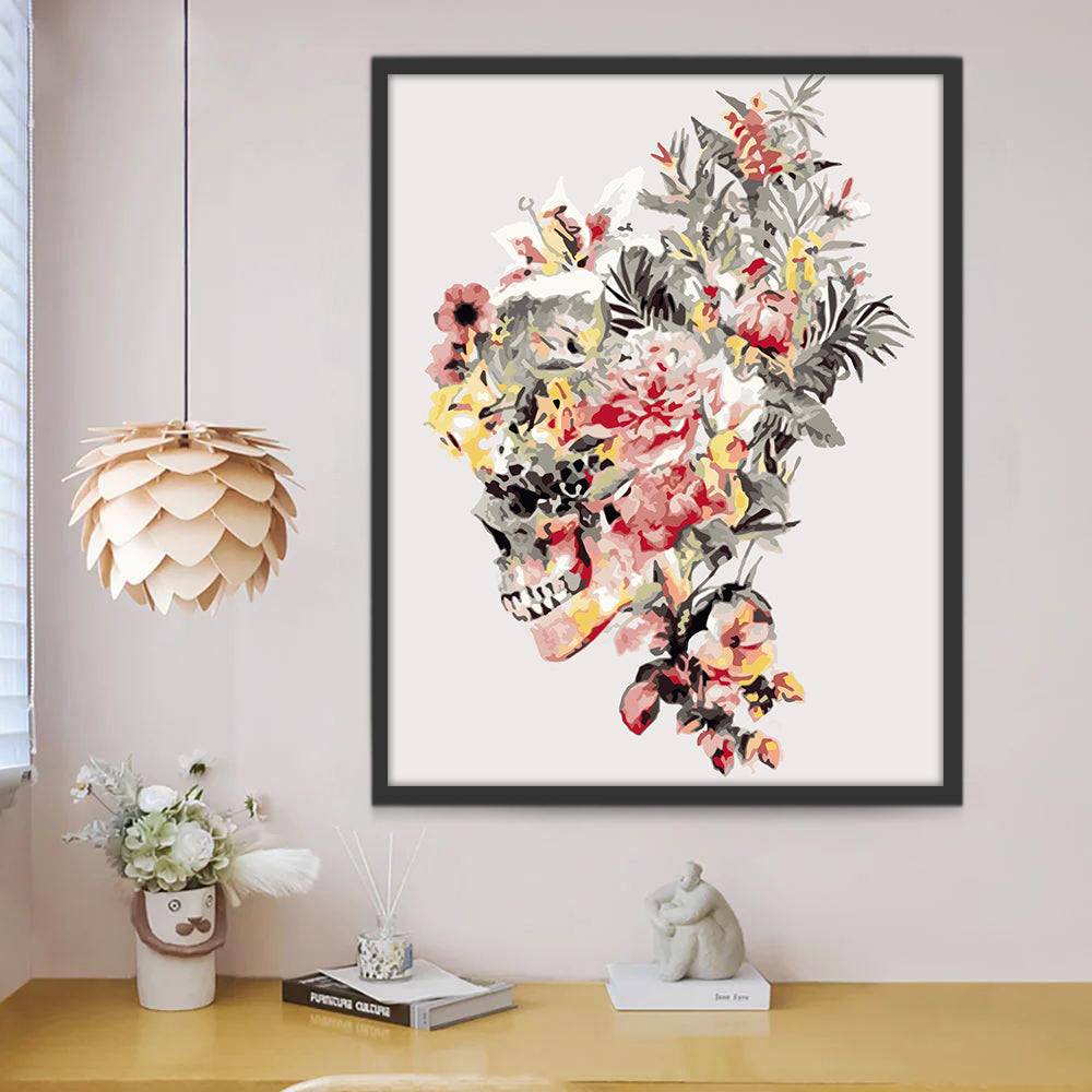 Kunstzinnig Bloemen en Doodsbeeld Schilderen op Nummers