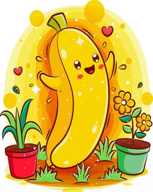 Lachende Banaan Kinderen Schilderen op Nummers
