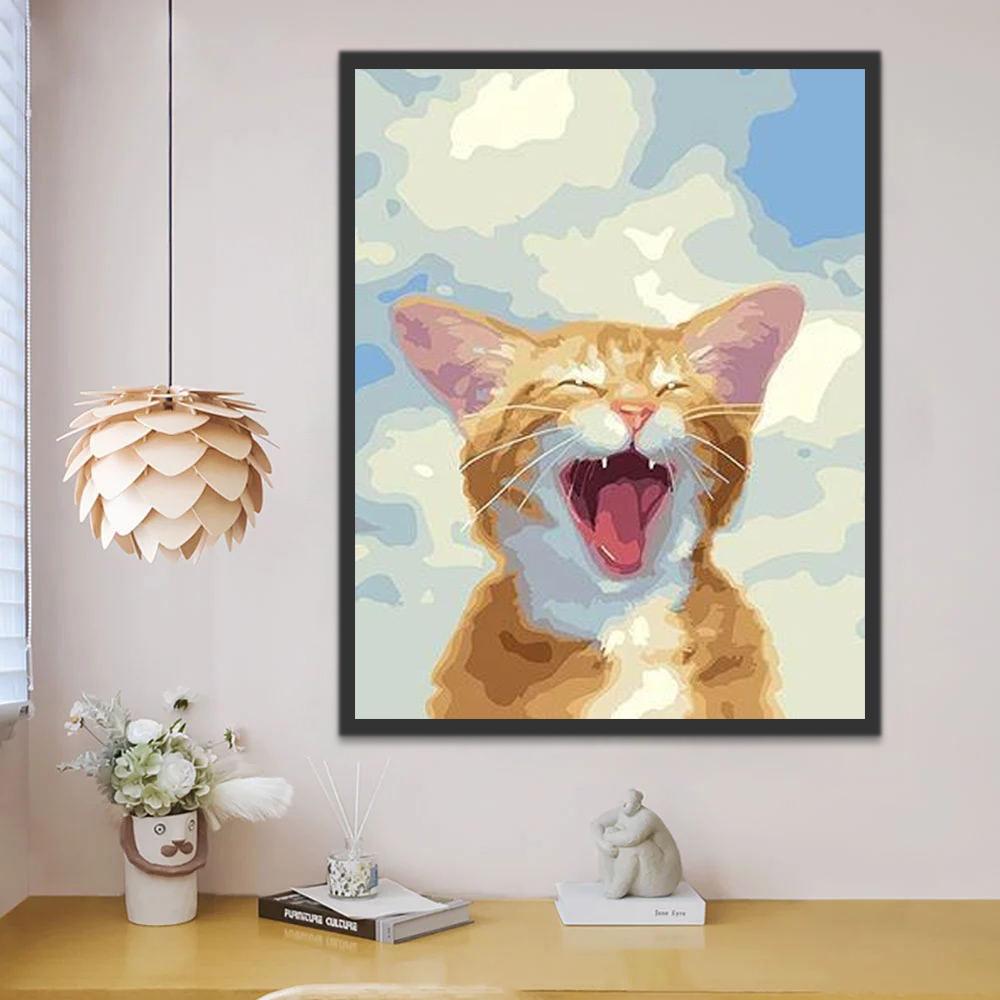 Lachende Kat Schilderen op Nummers