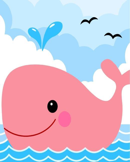 Lachende Roze Walvis Schilderen op Nummers Kinderen