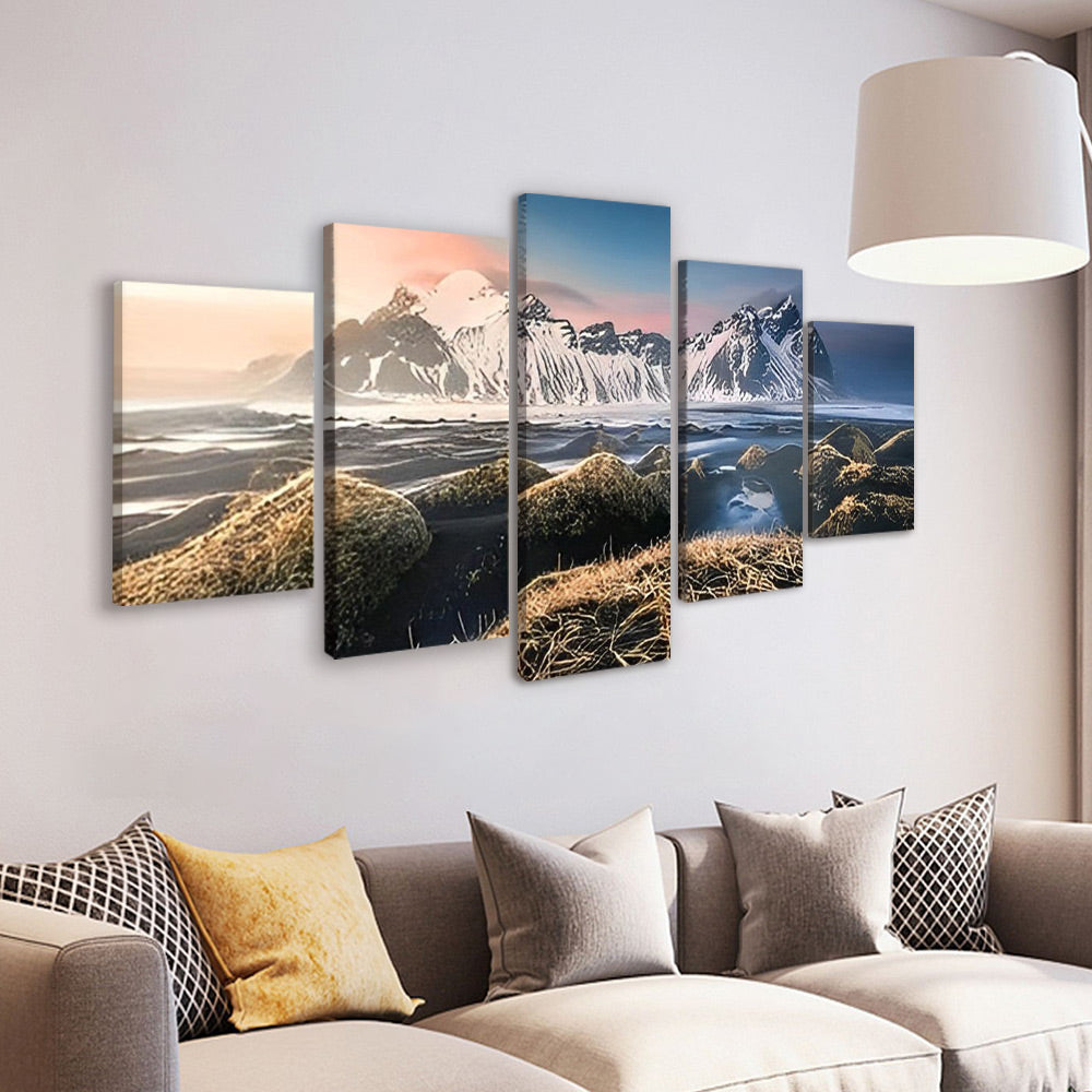 Landschap van de Besneeuwde Bergen 5 Platen Schilderen op Nummers