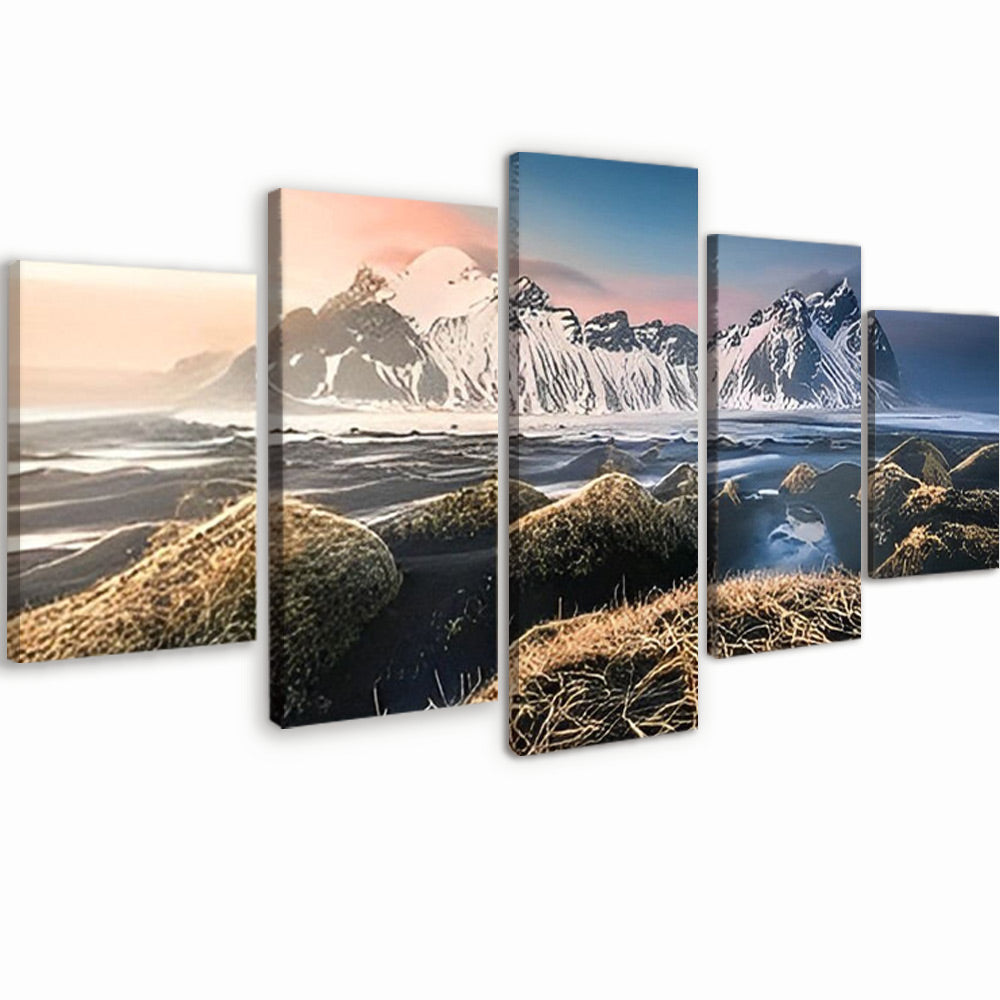Landschap van de Besneeuwde Bergen 5 Platen Schilderen op Nummers