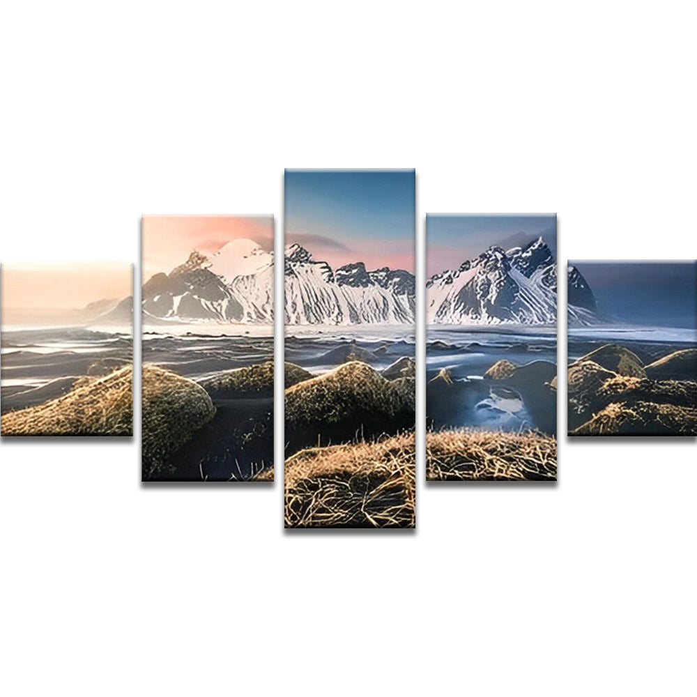 Landschap van de Besneeuwde Bergen 5 Platen Schilderen op Nummers
