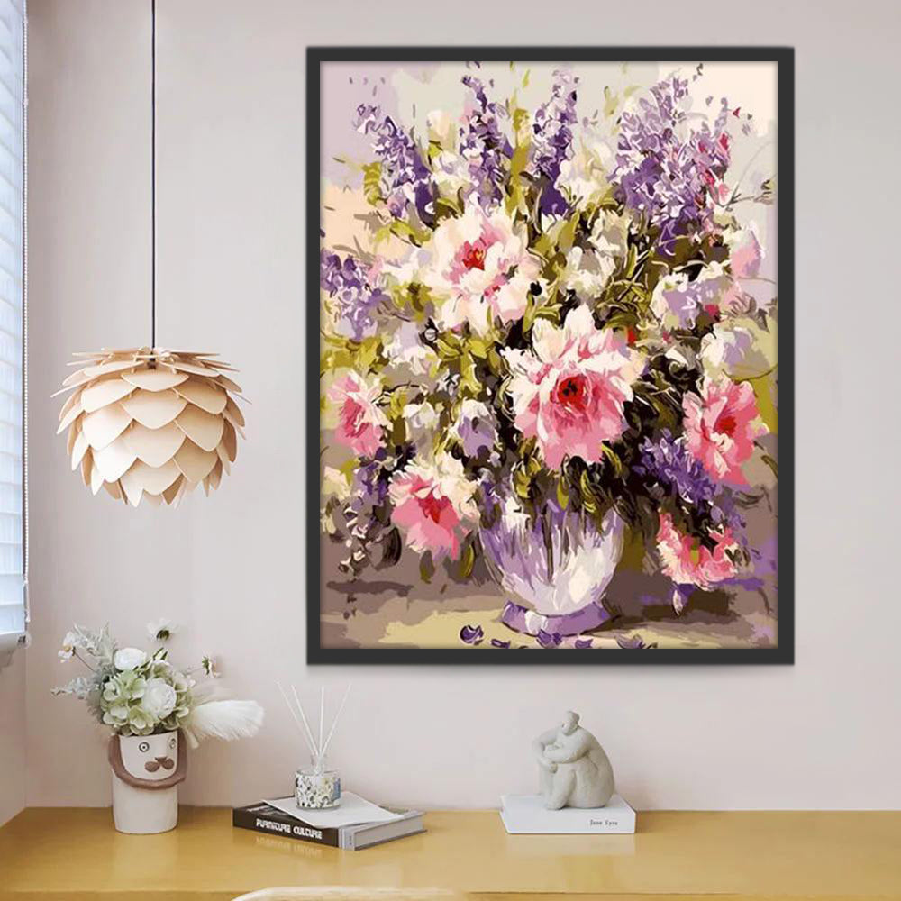 Lavendel en roze rozen Schilderen op Nummers