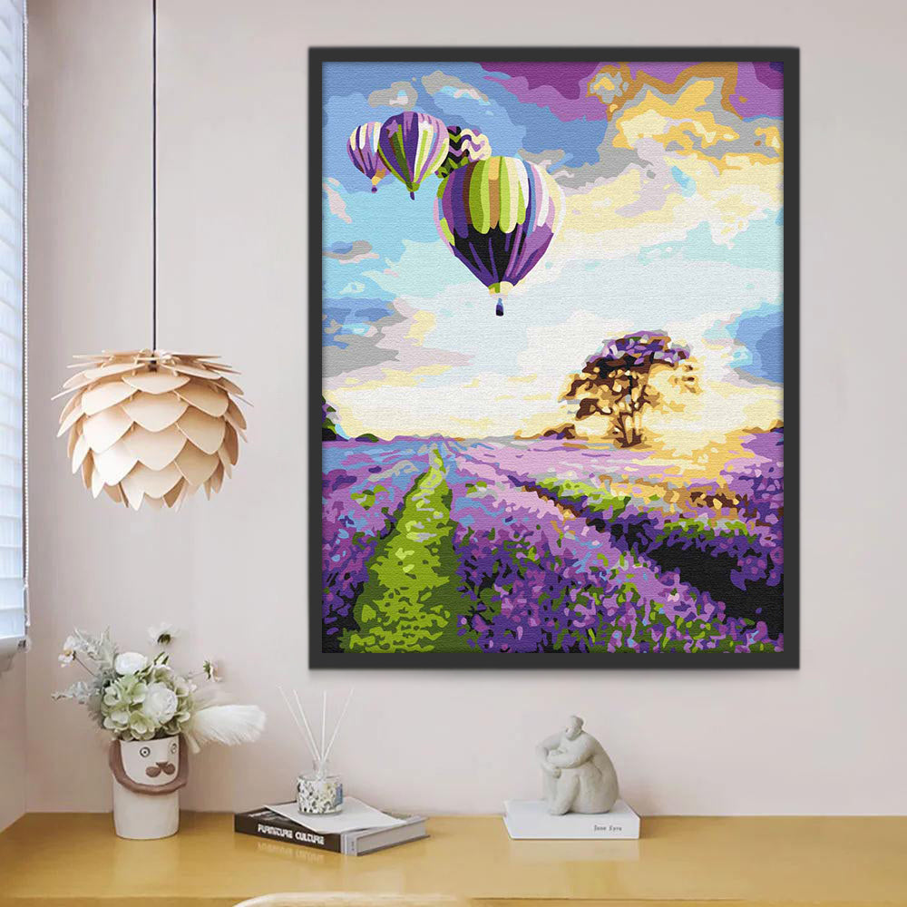 Lavendelvelden met Luchtballonnen Schilderen op Nummers