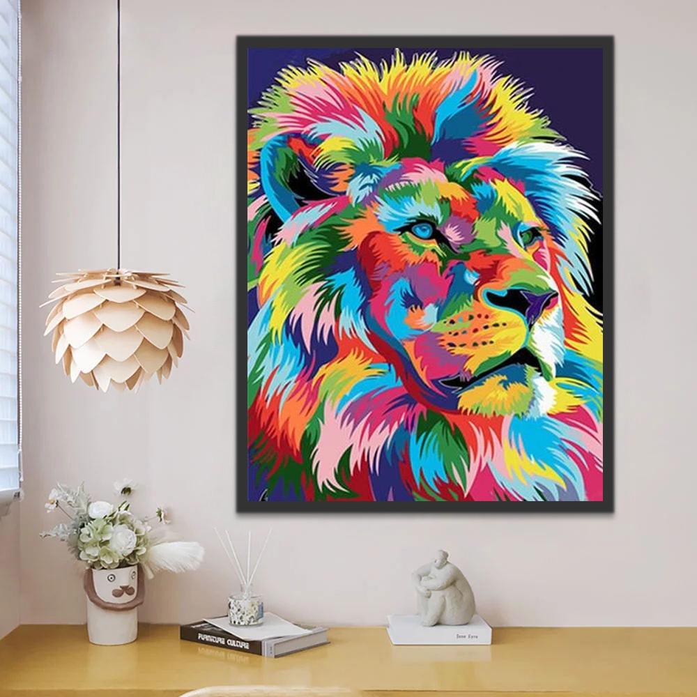 Aquarel Stijl Leeuwenkop Schilderen op Nummers