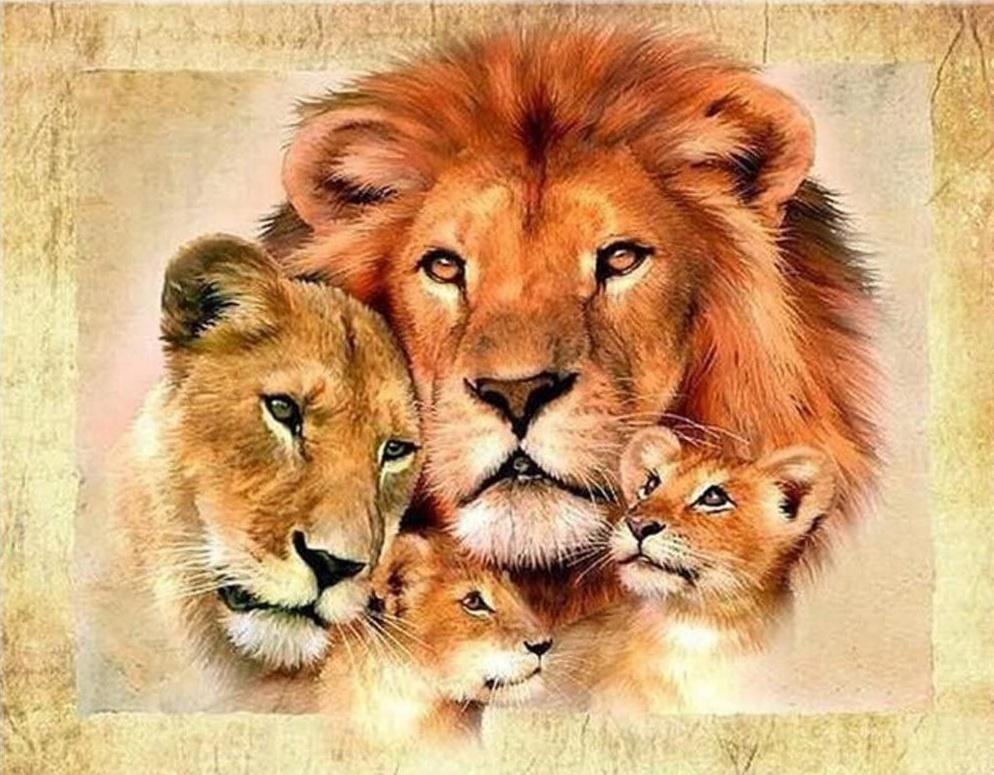Leeuwenfamilie Schilderen op Nummers