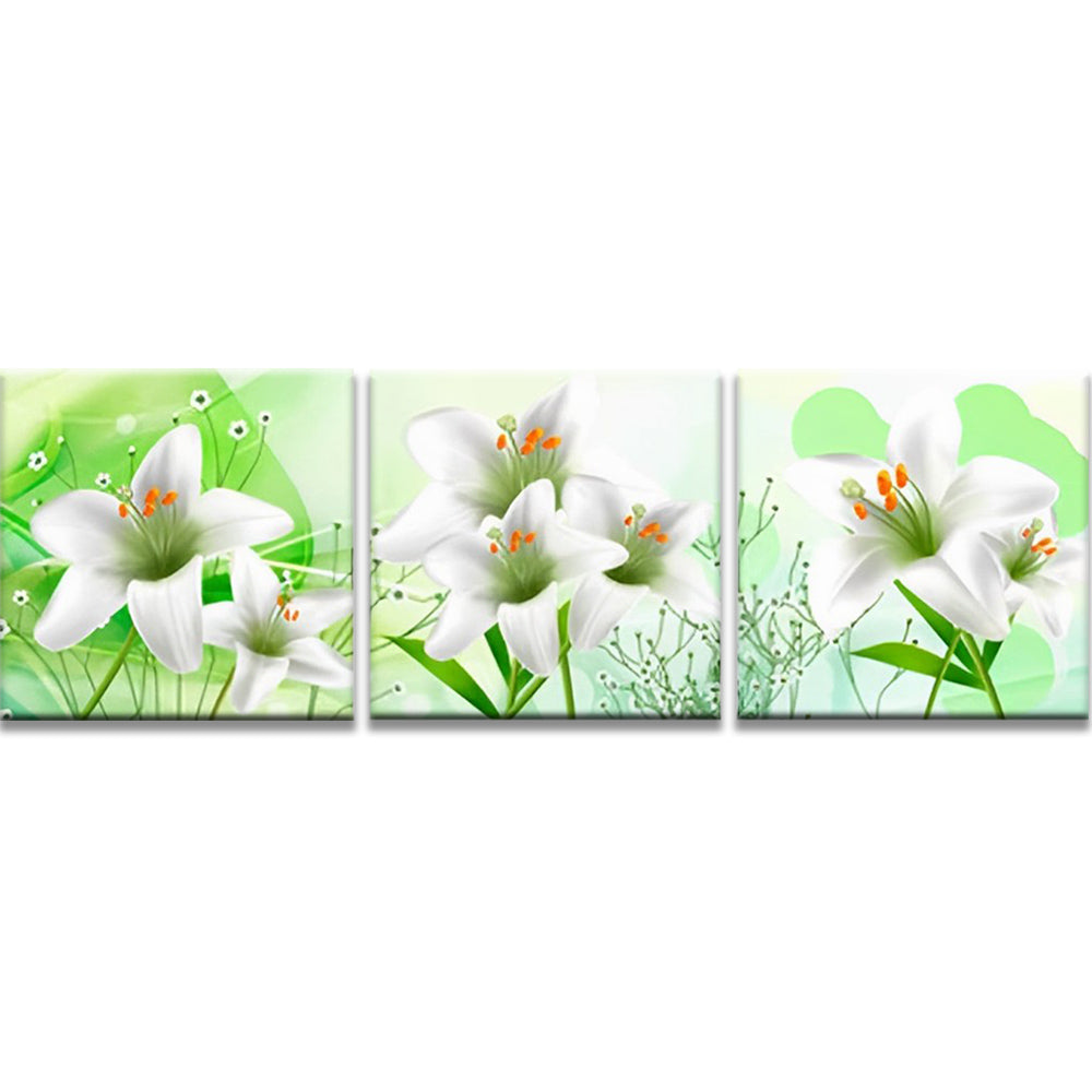 Lelies op Groene Achtergrond 3 Platen Schilderen op Nummers