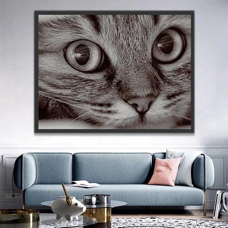 Leuke Grijze Kat Schilderen op Nummers