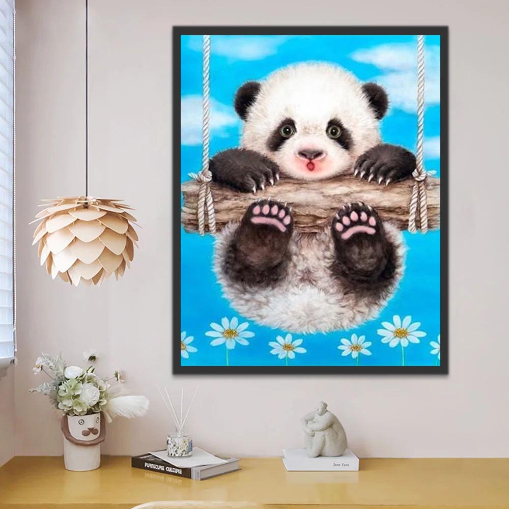 Leuke Panda op Schommel Schilderen op Nummers