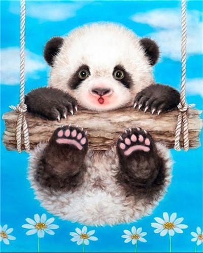 Leuke Panda op Schommel Schilderen op Nummers