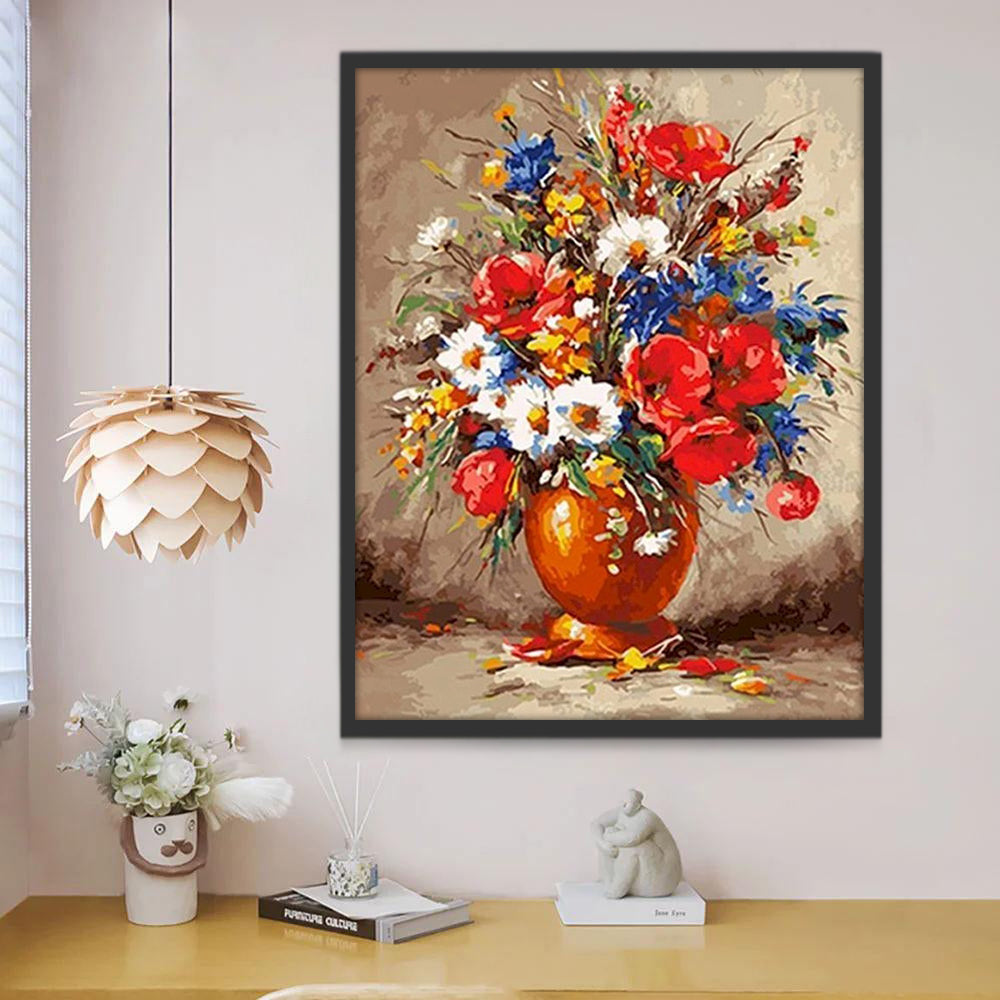Levendig olieverfschilderij stijl weelderige bloemen Schilderen op Nummers