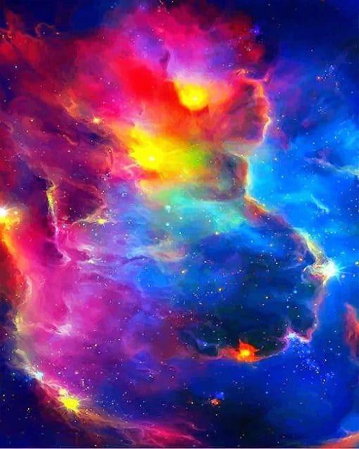 Levendige Sterrennevel in Regenboogkleuren Schilderen op Nummers