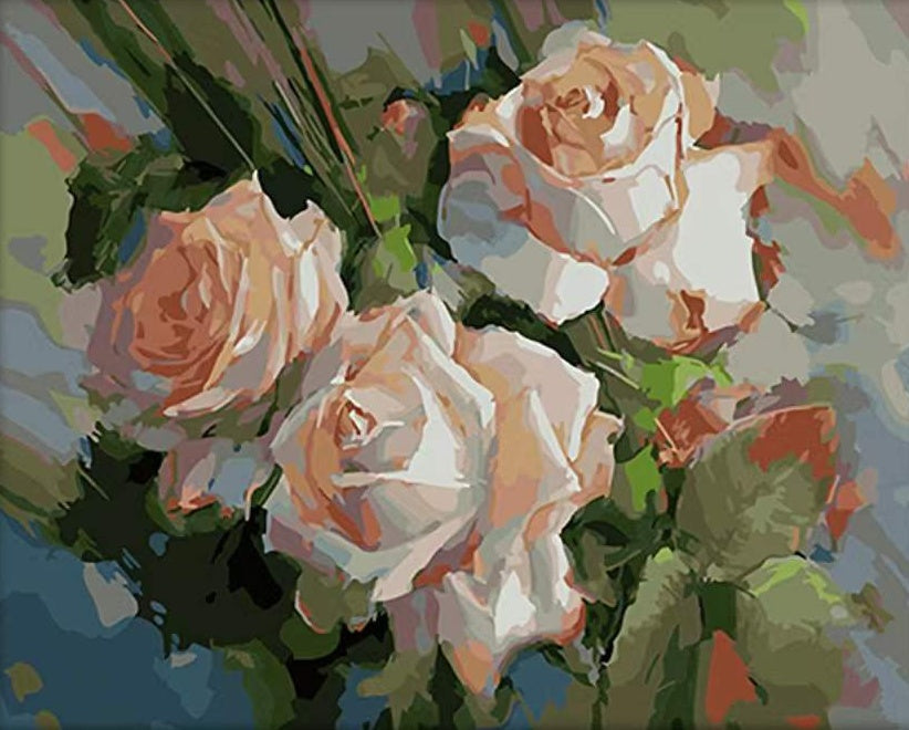 Licht wit-roze rozen Schilderen op Nummers