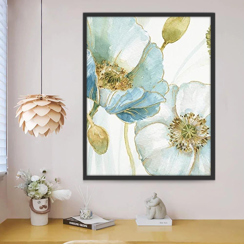 Lichtblauwe bloemen Schilderen op Nummers