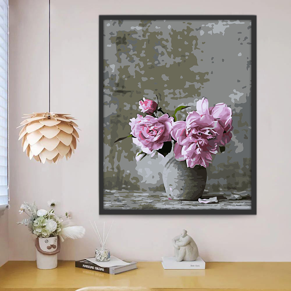 Lichtpaarse bloemen tegen een effen achtergrond Schilderen op Nummers