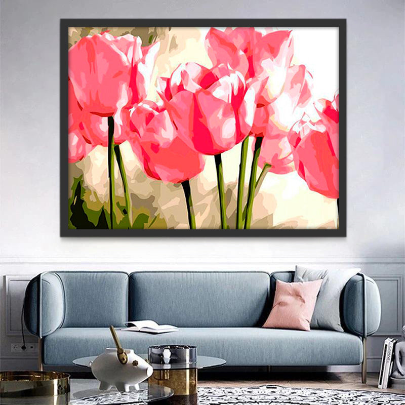 Lichtroze tulpen Schilderen op Nummers