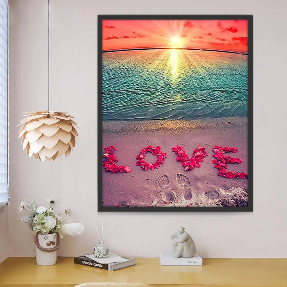 Liefde en Zonsondergang aan Zee Schilderen op Nummers