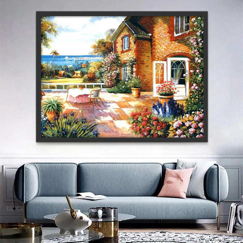 Liefelijk Huis met Bloementuin Schilderen op Nummers