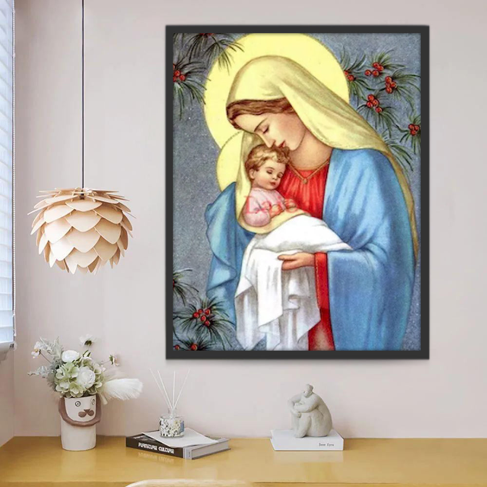 Liefhebbende Moeder en Baby Christendom Schilderen op Nummers