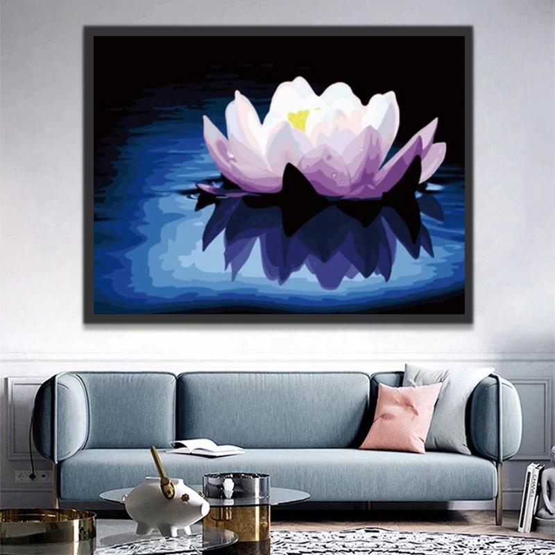 Lotus auf blauem Herz Schilderen op Nummers