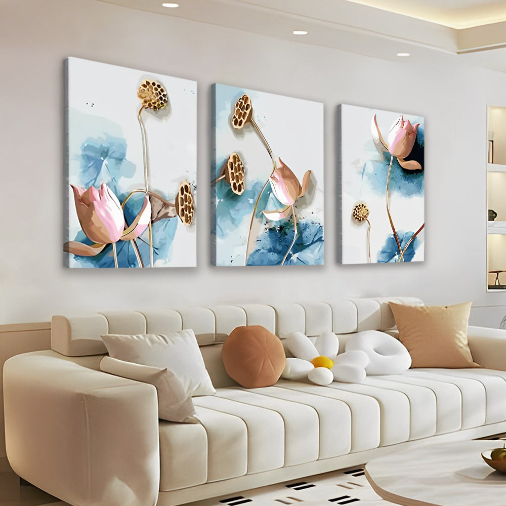 Lotus Decoratief Schilderij 3 Platen Schilderen op Nummers