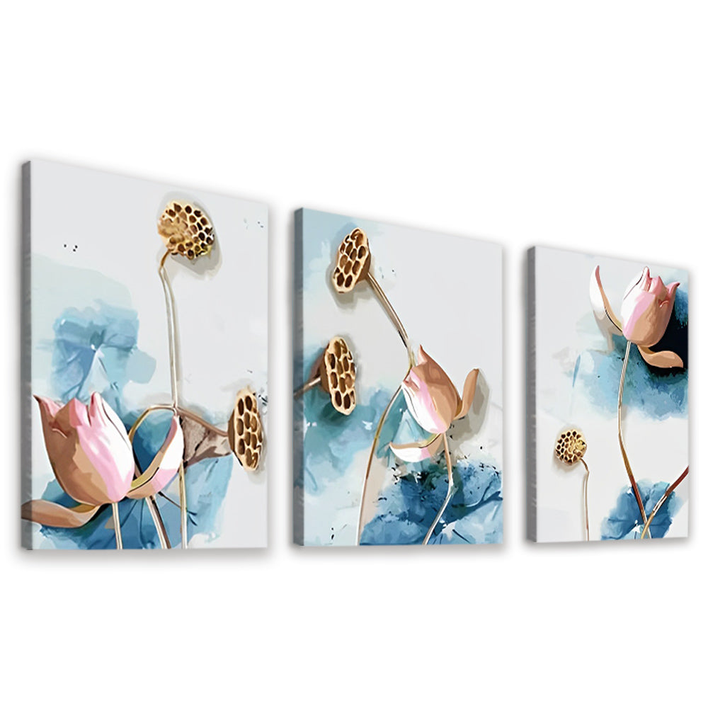 Lotus Decoratief Schilderij 3 Platen Schilderen op Nummers