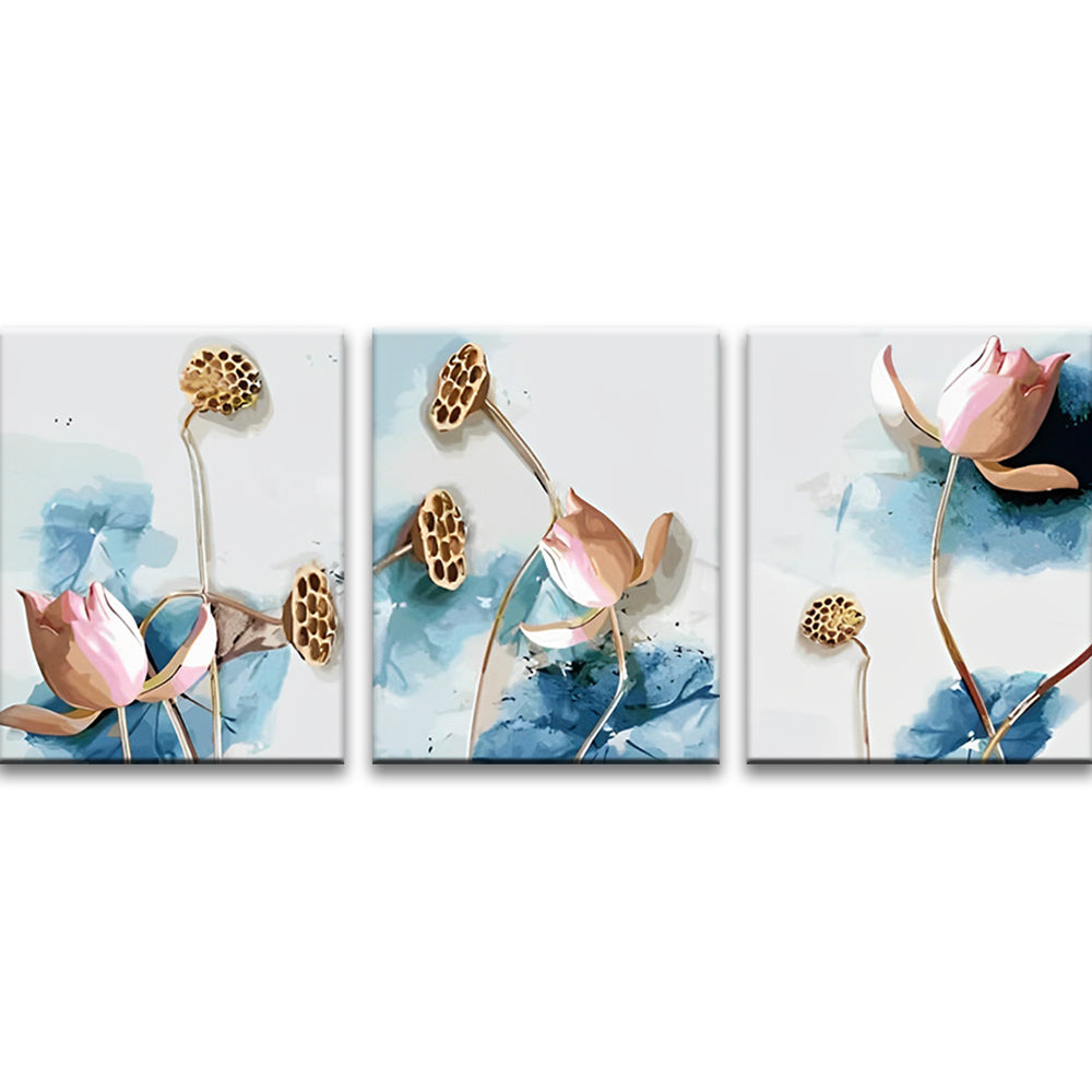 Lotus Decoratief Schilderij 3 Platen Schilderen op Nummers