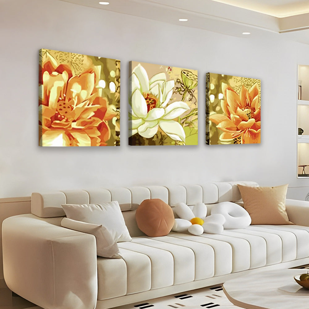 Lotus en Lotusbloem 3 Platen Schilderen op Nummers