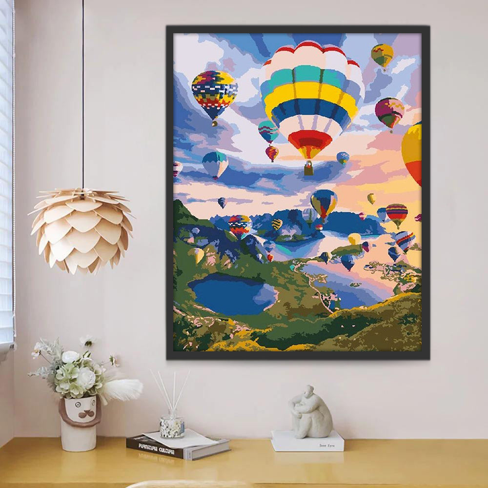 Luchtballonfeest boven Landschap Schilderen op Nummers