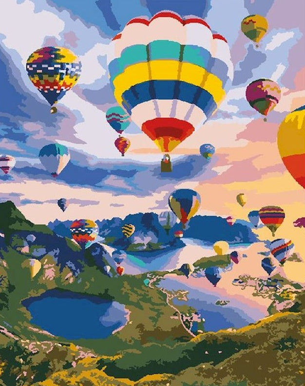 Luchtballonfeest boven Landschap Schilderen op Nummers