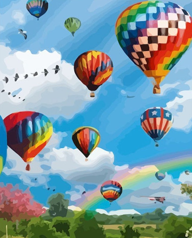Luchtballonnen en Regenboog Schilderen op Nummers