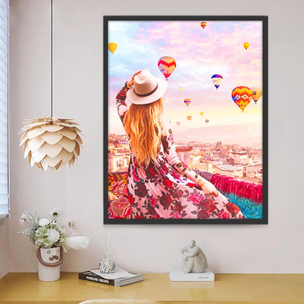 Luchtballonnen met een Mooie Vrouw Schilderen op Nummers
