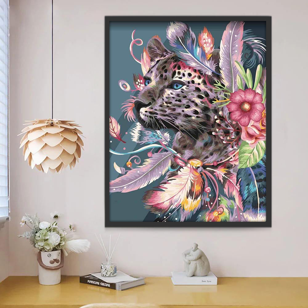 Luipaard, Bloemen, Veren Schilderen op Nummers