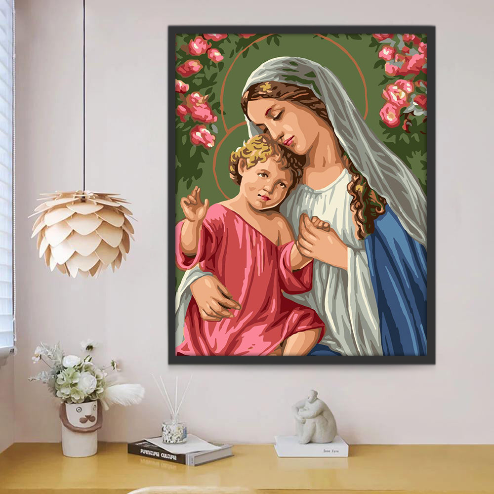 Maagd en het Kind Christendom Schilderen op Nummers